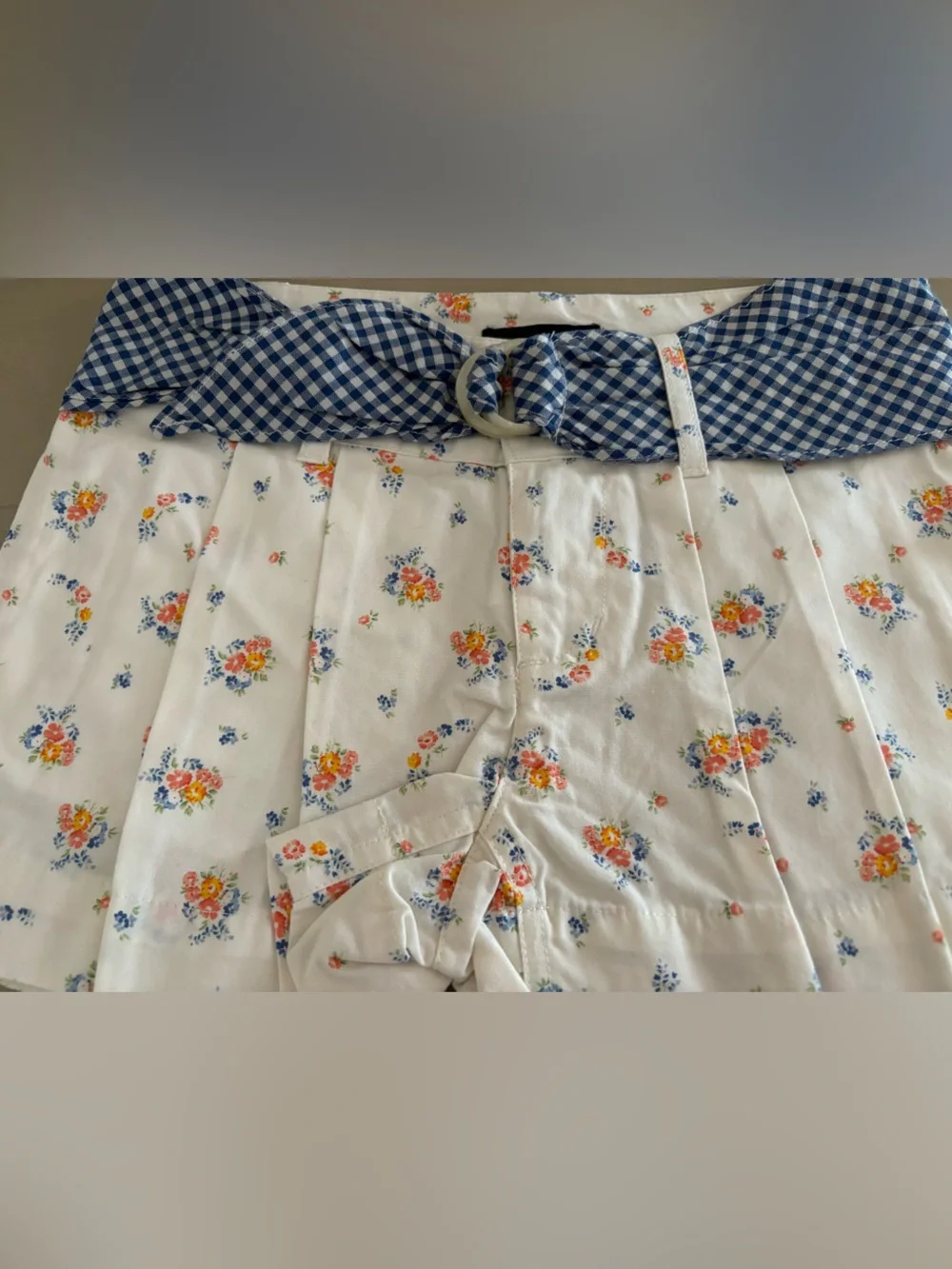 ✨New✨Ralph Lauren Floral Pleated Shortd with Blue Gingham Belt✨